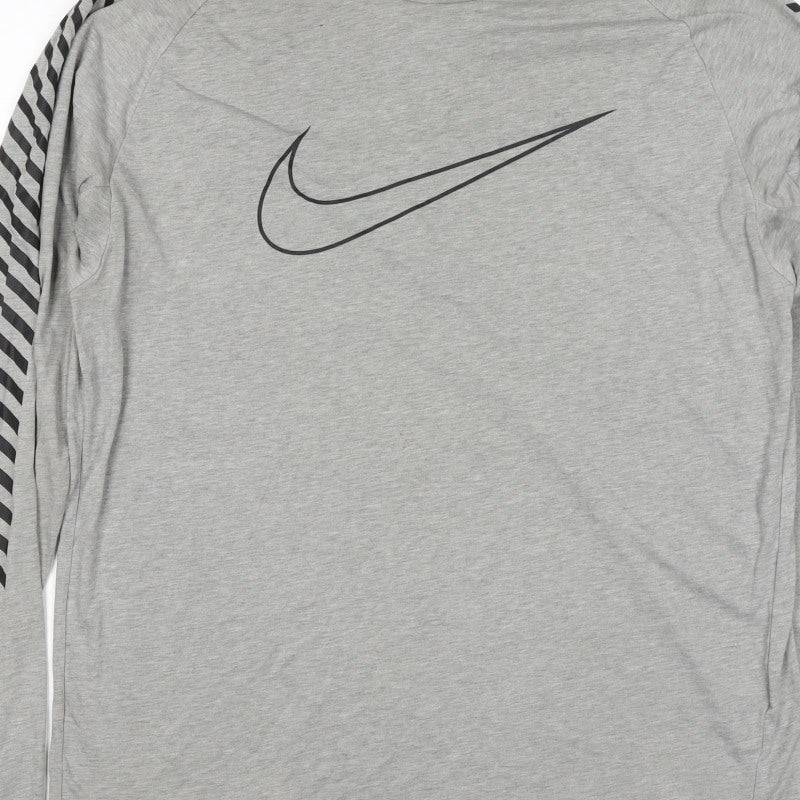 Nike Men’s Grey XL Dri-FIT Running Long Sleeve Logo T-Shirt