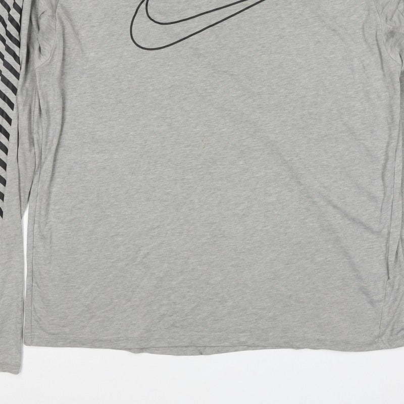Nike Men’s Grey XL Dri-FIT Running Long Sleeve Logo T-Shirt
