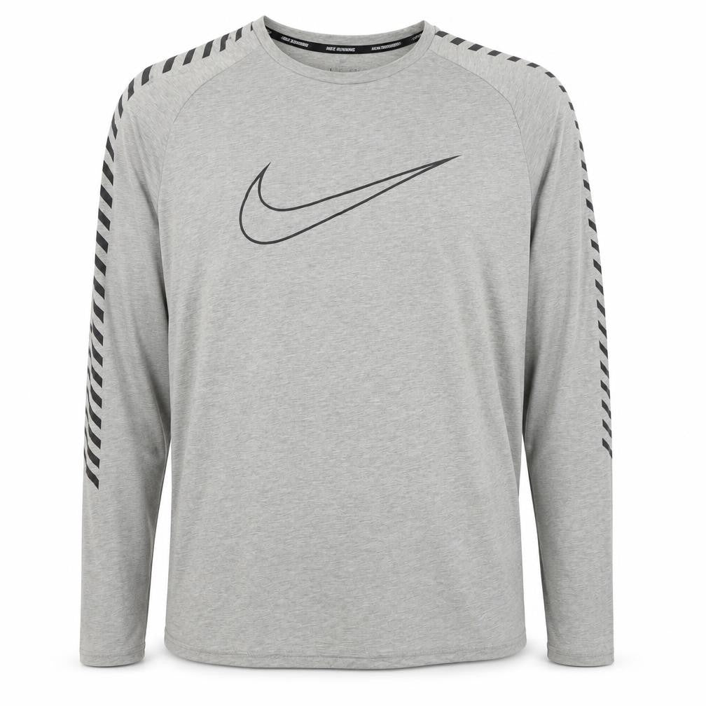 Nike Men’s Grey XL Dri-FIT Running Long Sleeve Logo T-Shirt