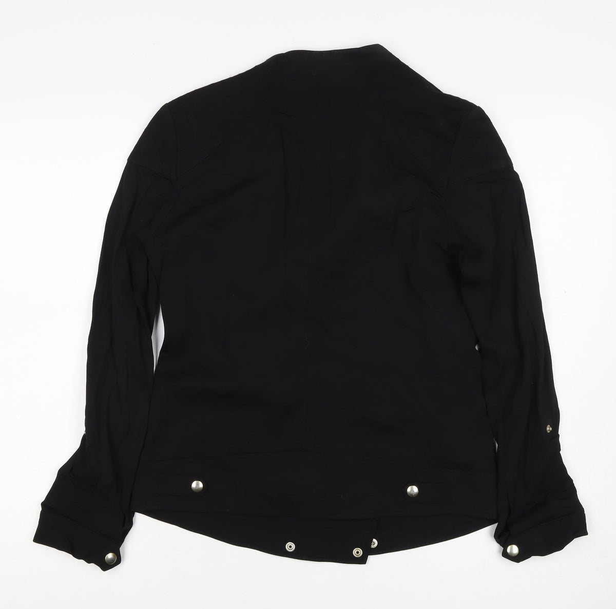 Reiss Women’s Black Size S Biker Jacket Gold Zip Lined