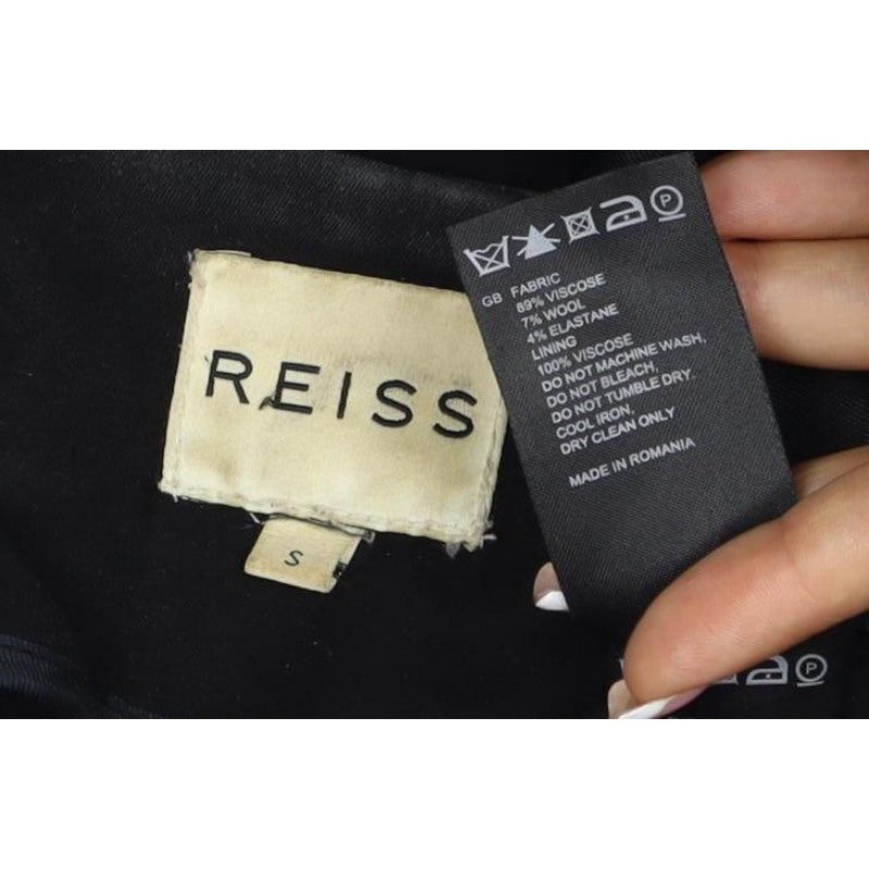 Reiss Women’s Black Size S Biker Jacket Gold Zip Lined