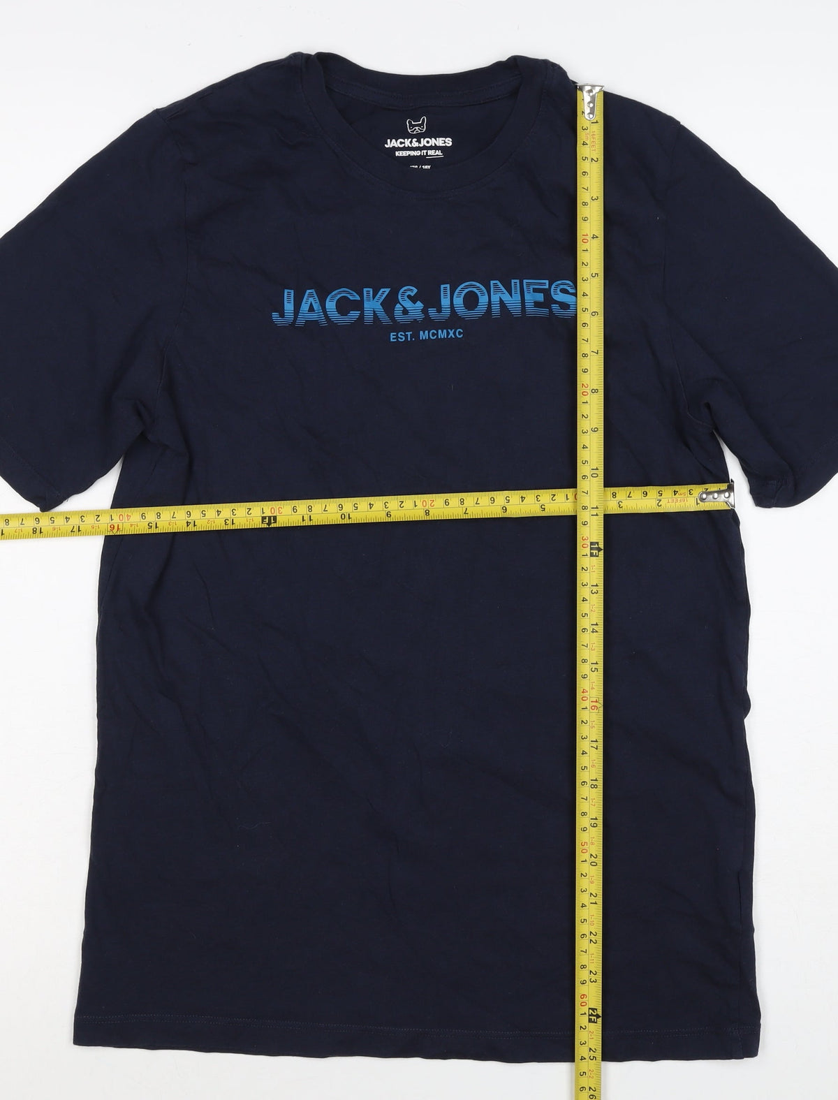 Jack & Jones Teens Navy Blue XS Logo Graphic Crew Neck T-Shirt