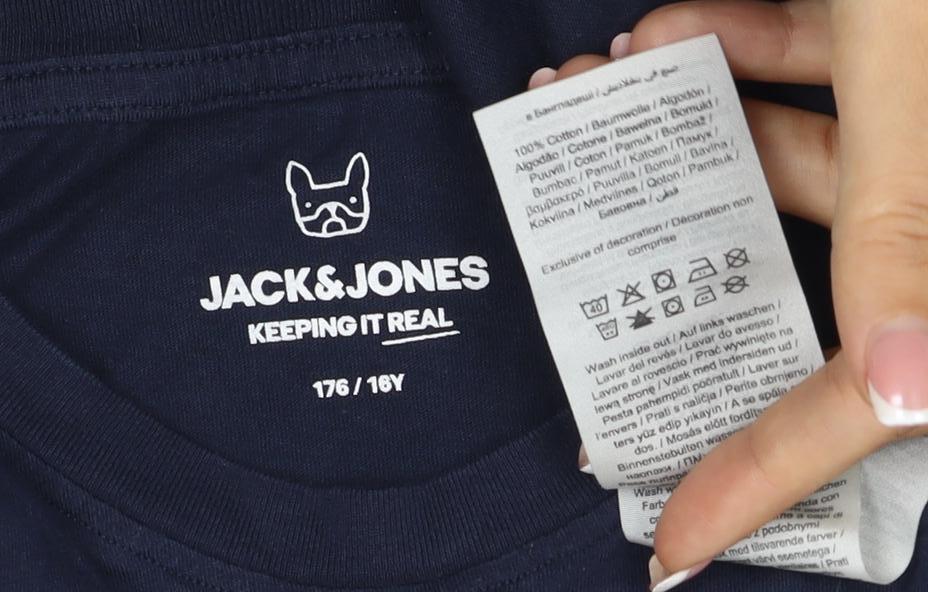 Jack & Jones Teens Navy Blue XS Logo Graphic Crew Neck T-Shirt