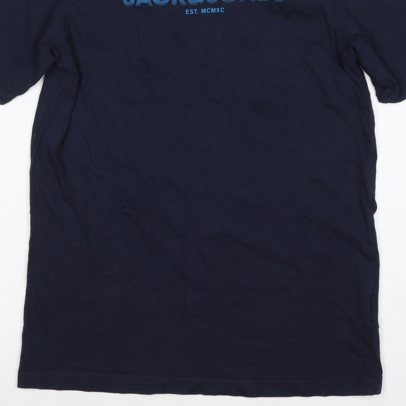 Jack & Jones Teens Navy Blue XS Logo Graphic Crew Neck T-Shirt