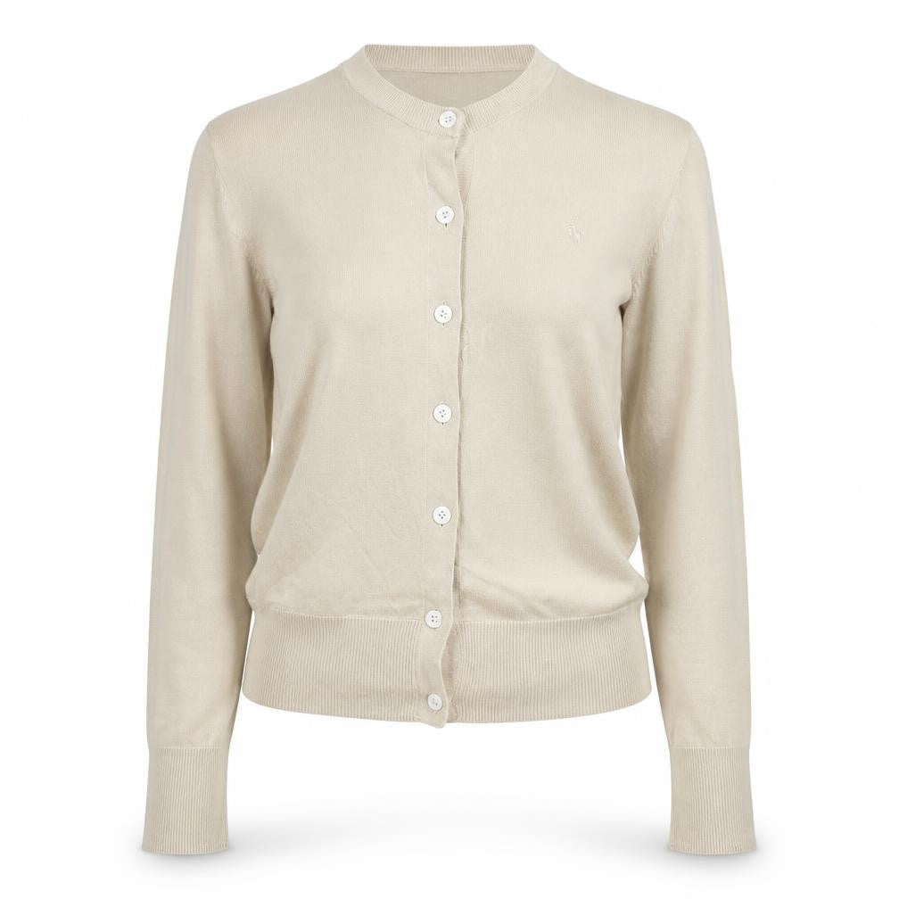 Polo Ralph Lauren Women Beige XS Pima Cotton V-Neck Button Cardigan