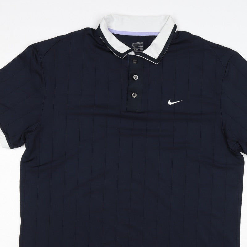 Nike Men’s Blue XL Paris 2008 NikeFIT Dri-FIT Short Sleeve Polo Shirt