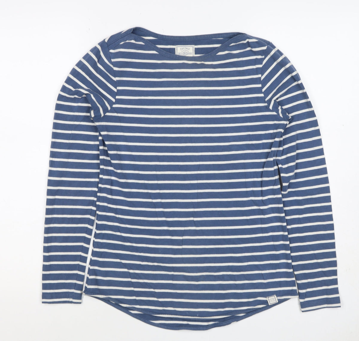 Fat Face Women Blue White Stripe UK 8 Jersey Long Sleeve T-Shirt