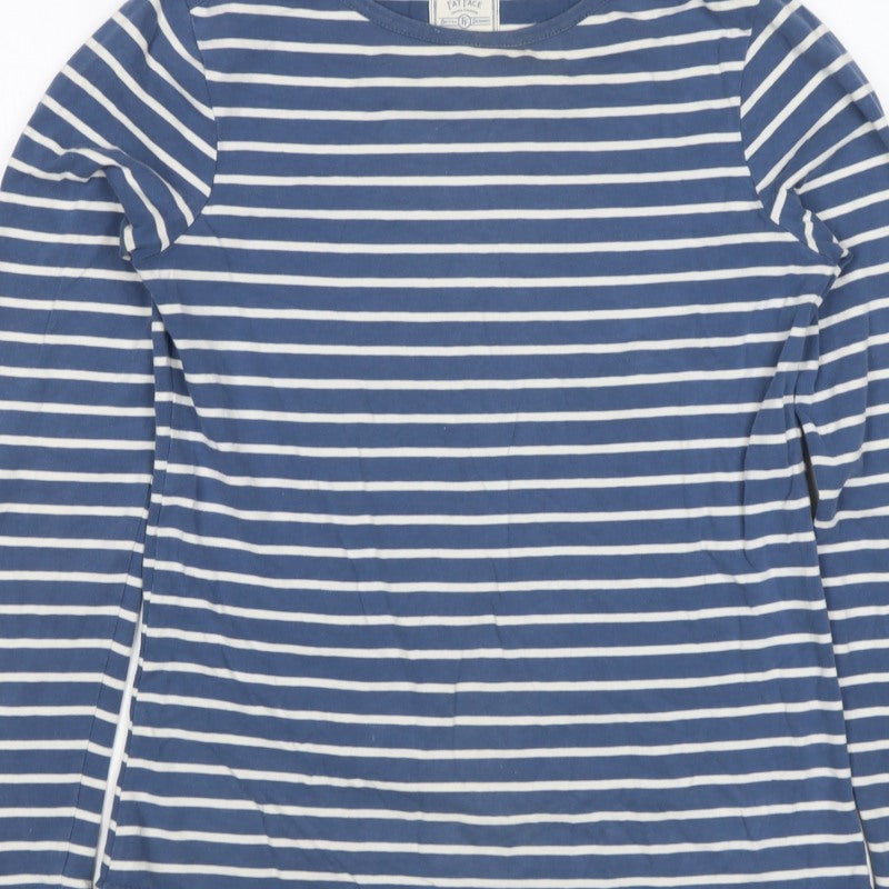 Fat Face Women Blue White Stripe UK 8 Jersey Long Sleeve T-Shirt