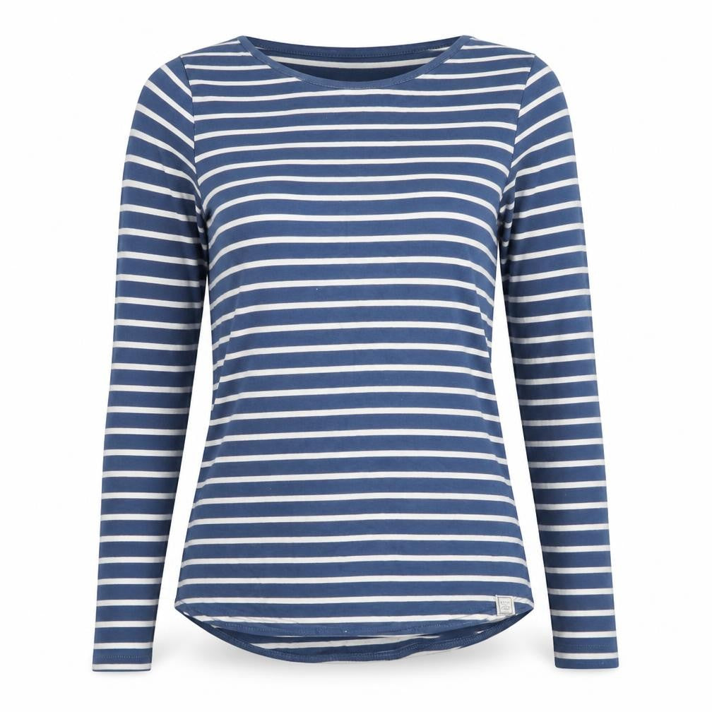 Fat Face Women Blue White Stripe UK 8 Jersey Long Sleeve T-Shirt