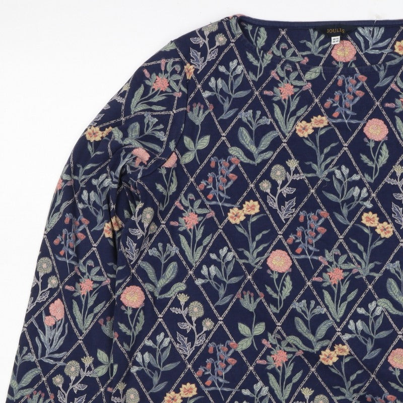 Joules Women's Multicoloured Floral UK 16 Long Sleeve Cotton Jersey T-Shirt