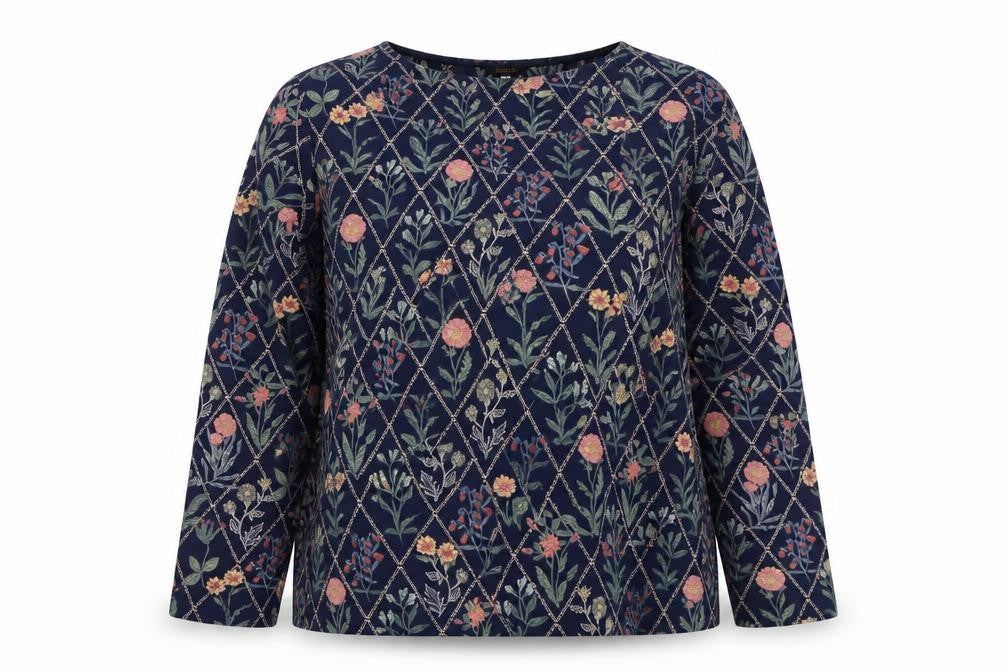 Joules Women's Multicoloured Floral UK 16 Long Sleeve Cotton Jersey T-Shirt