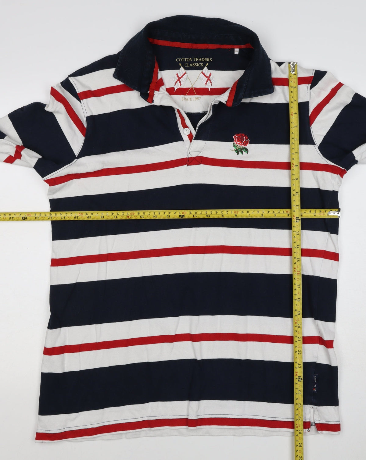 Cotton Traders Men’s Multicoloured 2XL Striped Long Sleeve Rugby Polo
