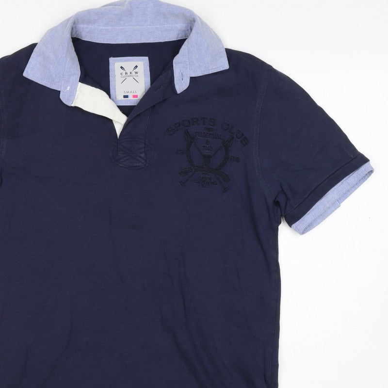 Additional view of Crew Clothing Co Men’s Blue Small Embroidered Sports Club Polo Shirt