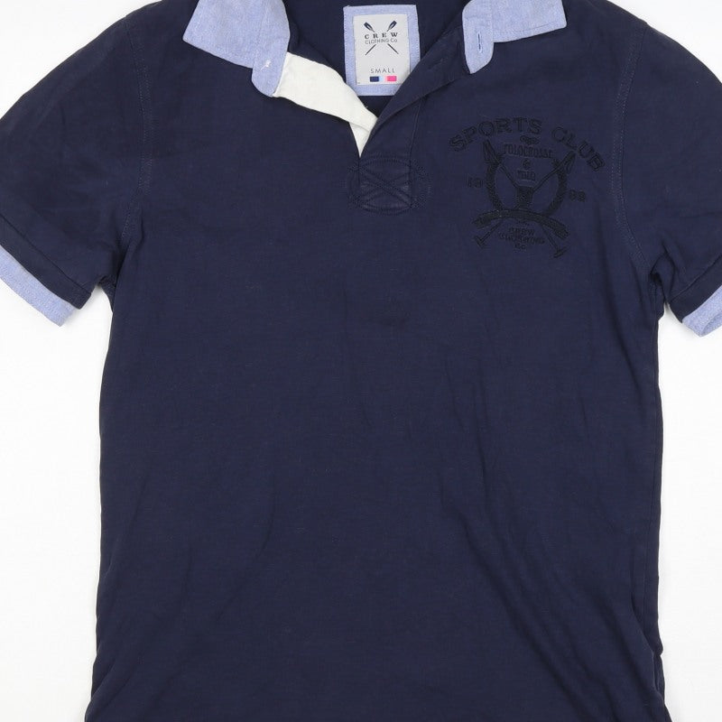 Additional view of Crew Clothing Co Men’s Blue Small Embroidered Sports Club Polo Shirt