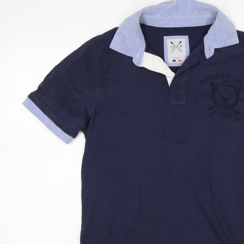 Additional view of Crew Clothing Co Men’s Blue Small Embroidered Sports Club Polo Shirt