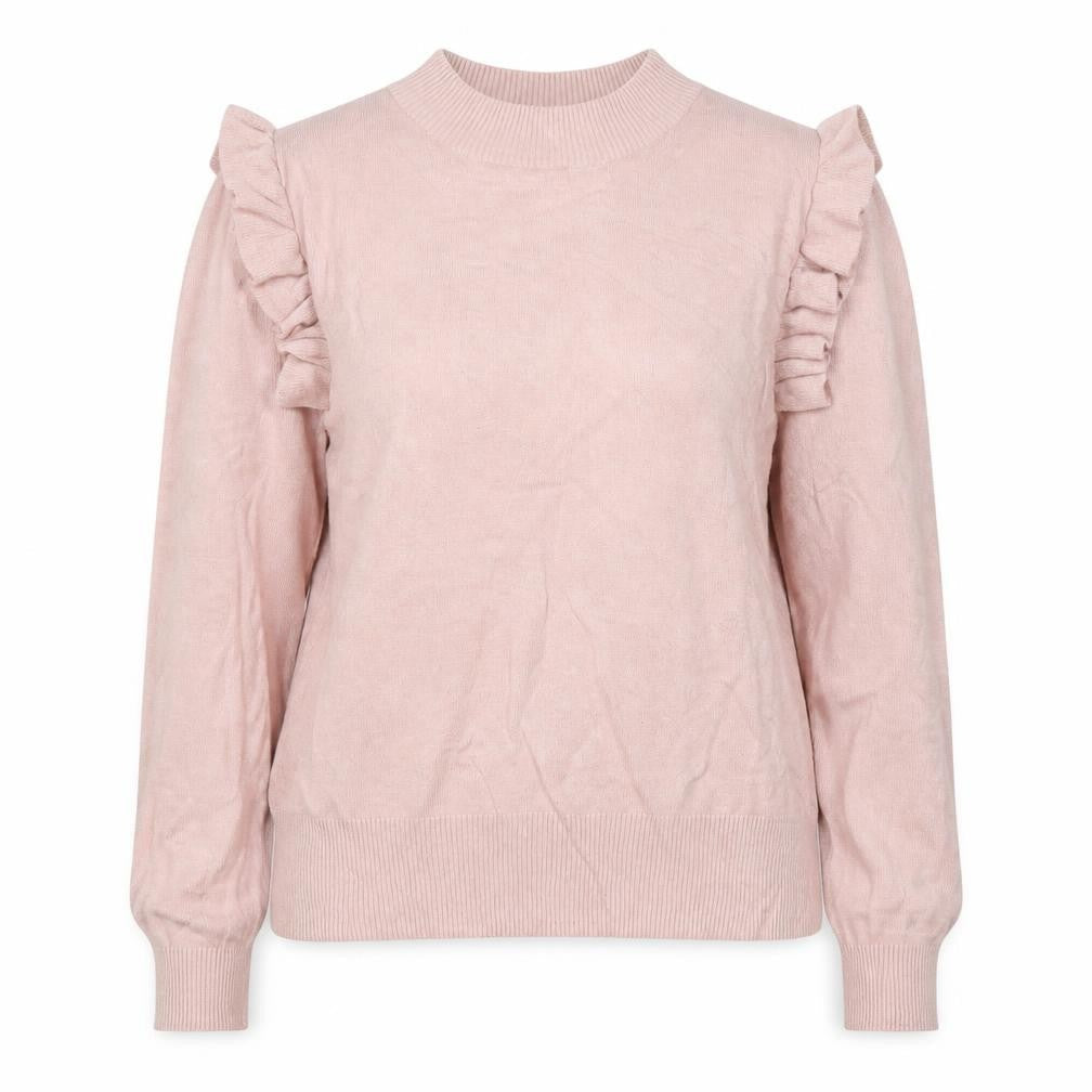 New Look Women Pink Size 14 Ruffle High Neck Knit Jumper