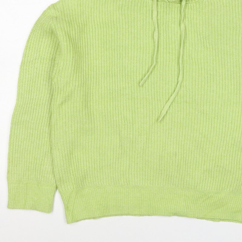 Marks and Spencer Women Green Knit Hooded Pullover Jumper Hoodie M