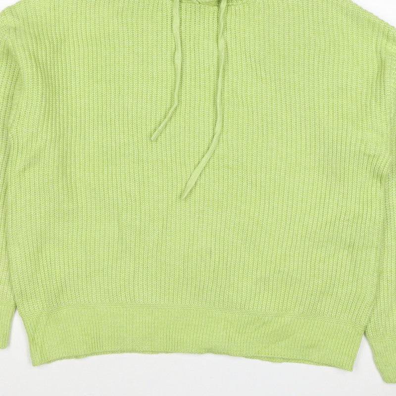 Marks and Spencer Women Green Knit Hooded Pullover Jumper Hoodie M