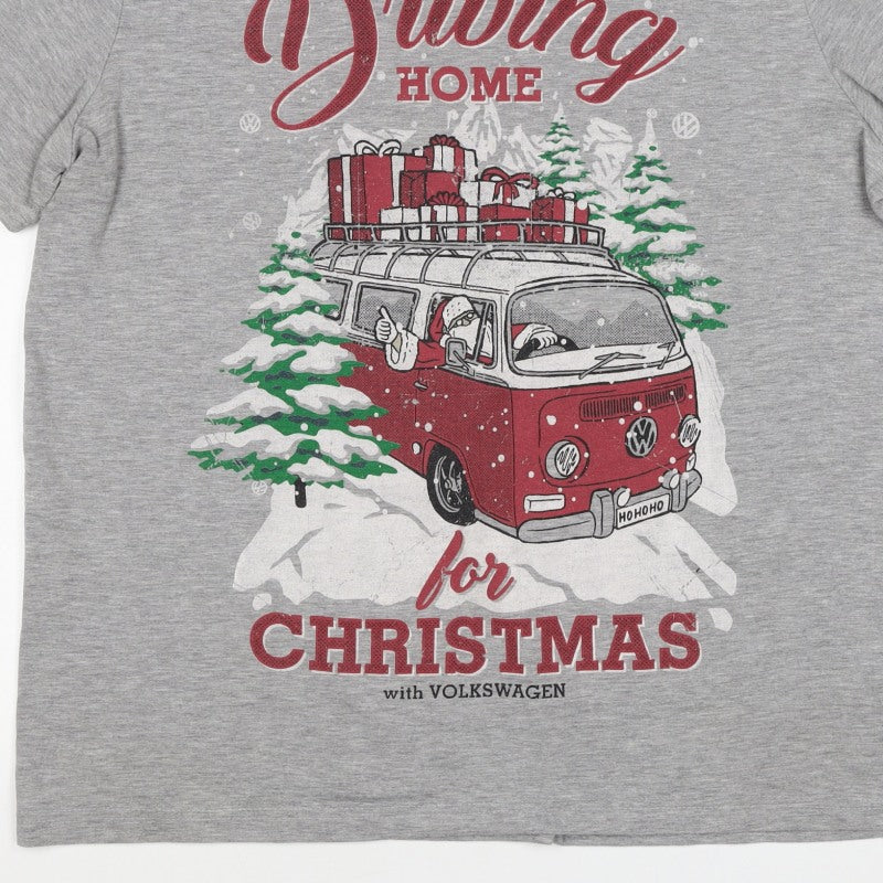 Additional view of Volkswagen men’s grey xl christmas driving home graphic t-shirt