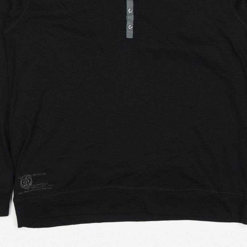 Next Men’s Black XL Cotton Henley Button Logo Sweatshirt