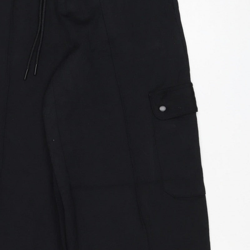 Marks & Spencer Women Black Size 10 Cargo Trousers Drawstring Pockets