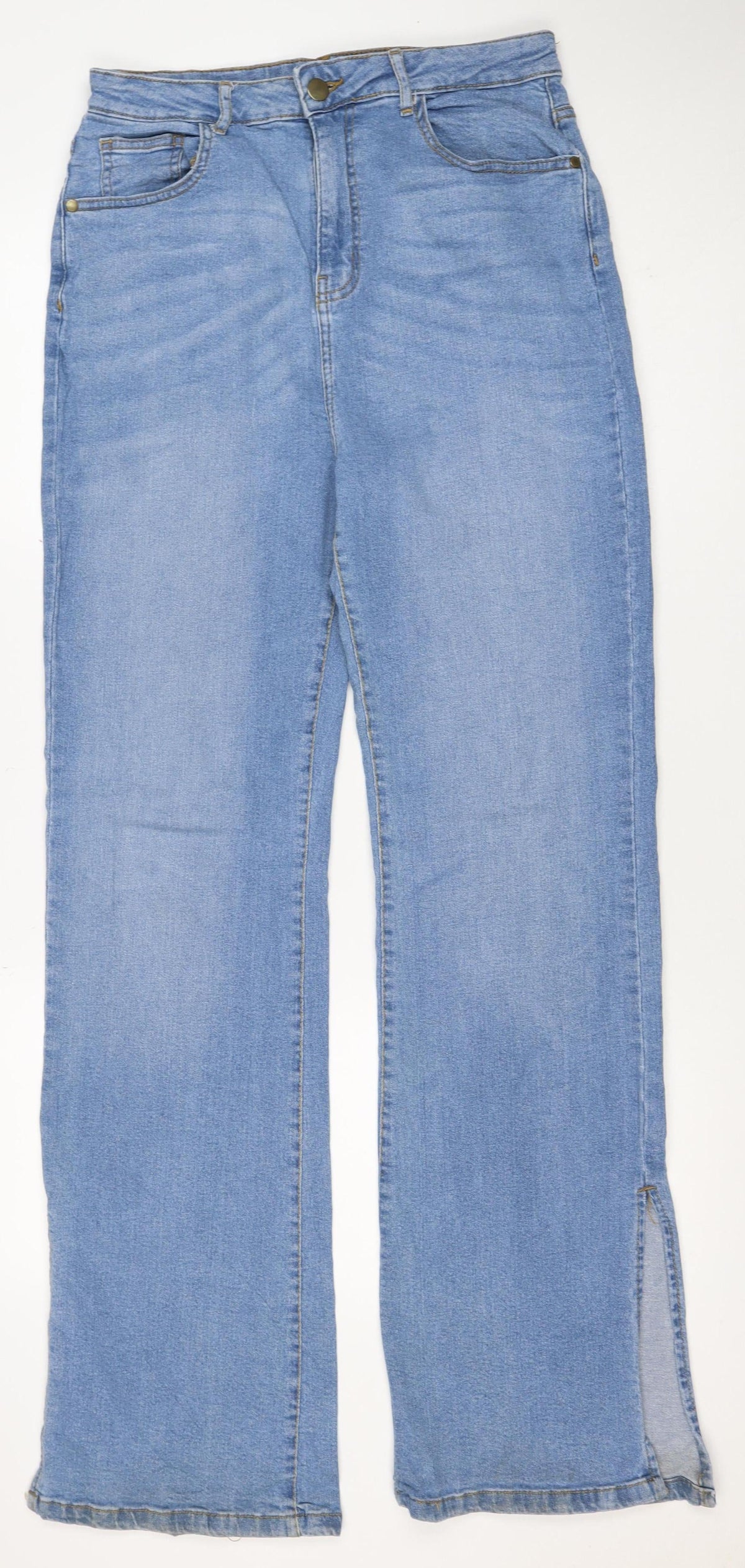 Boohoo Women Blue UK 12 Light Wash Stretch Bootcut Jeans