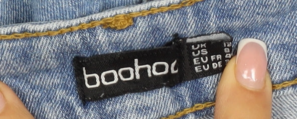 Boohoo Women Blue UK 12 Light Wash Stretch Bootcut Jeans