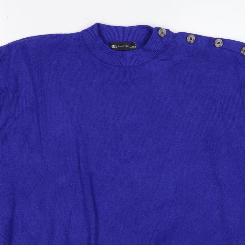 M&S Women’s Purple M Cashmere Crew Neck Shoulder Button Jumper
