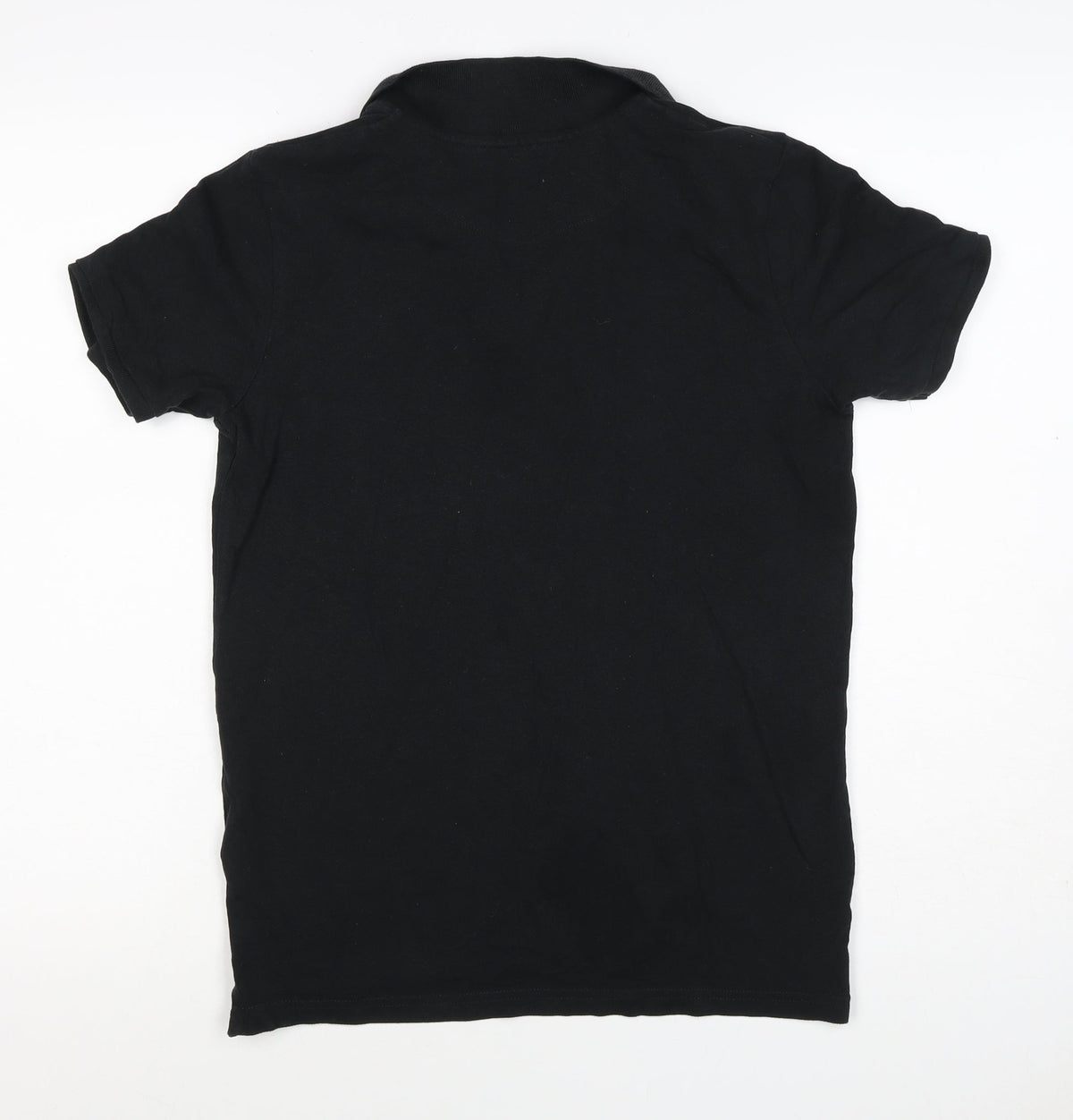 Close-up detail of U.S. Polo Assn. boys’ black 14-15 years classic cotton polo shirt