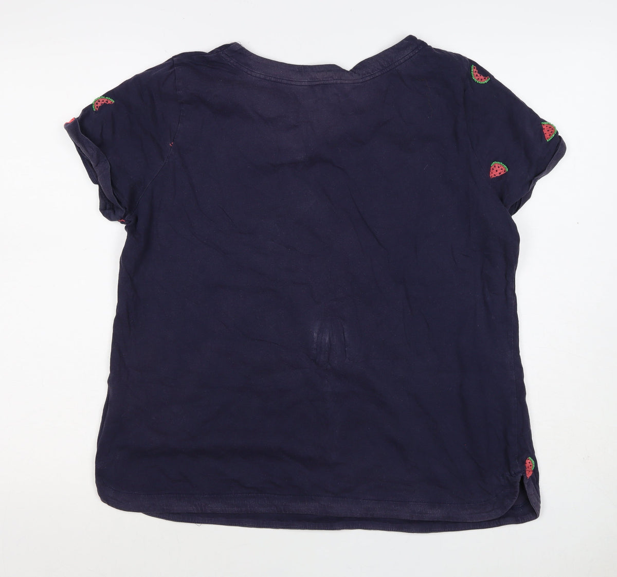 White Stuff Women’s Navy UK 16 Embroidered Watermelon V-Neck T-Shirt