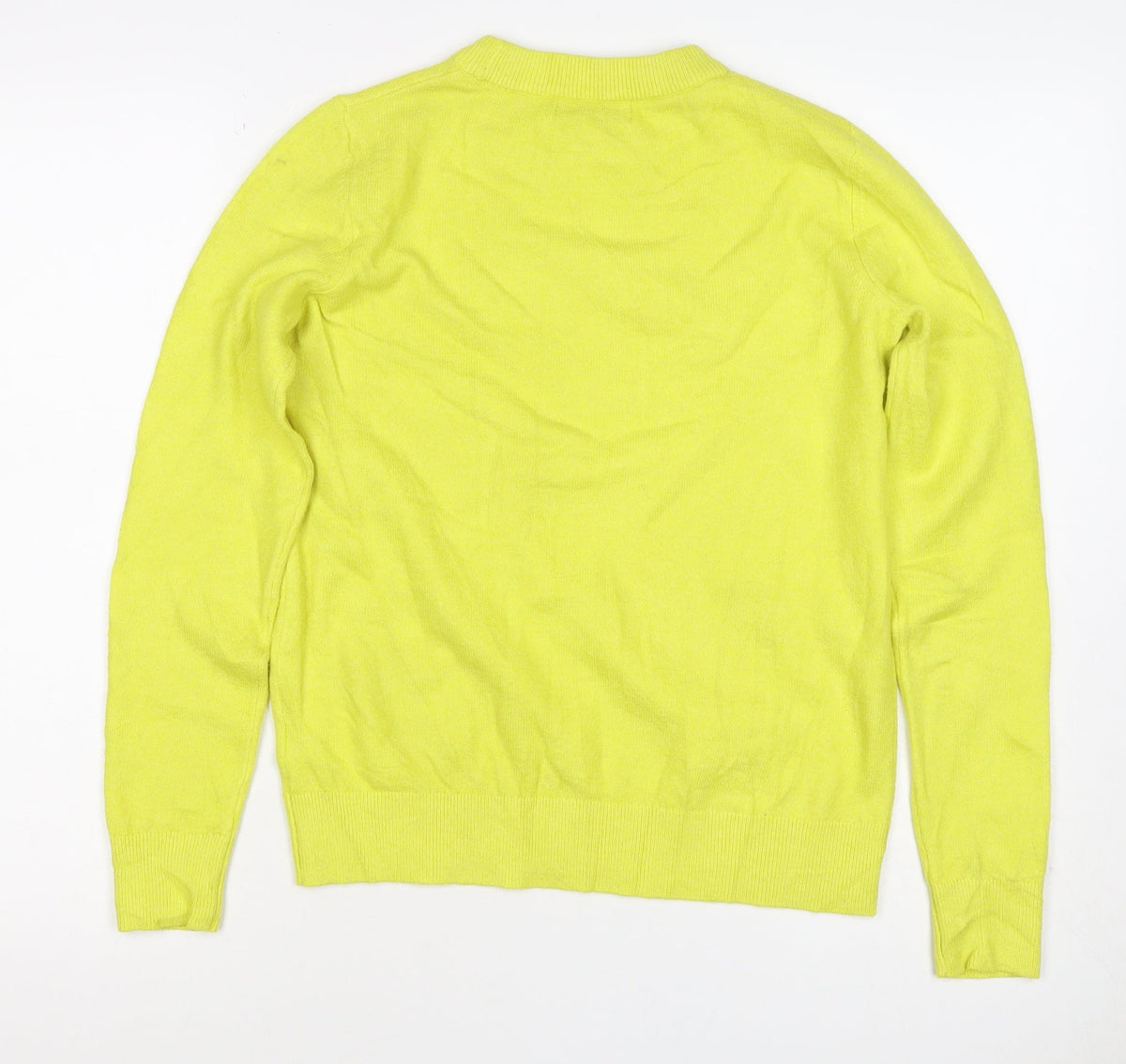 Marks & Spencer Women Yellow XS 95% Cashmere Crew Neck Pullover Jumper