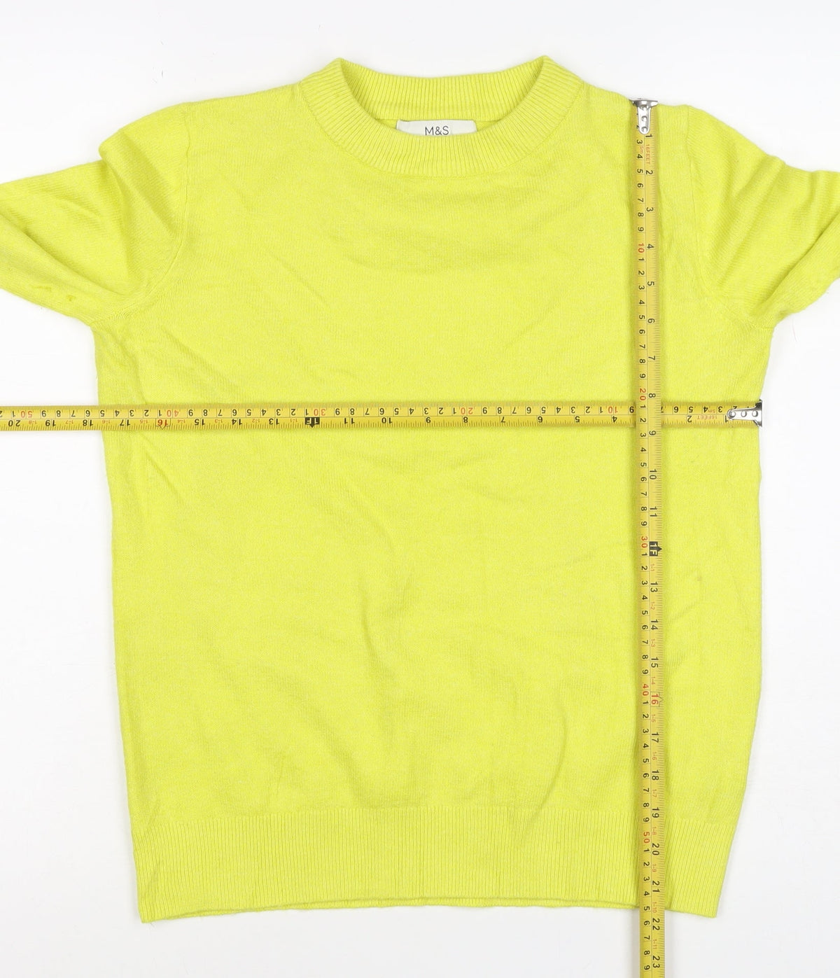 Marks & Spencer Women Yellow XS 95% Cashmere Crew Neck Pullover Jumper