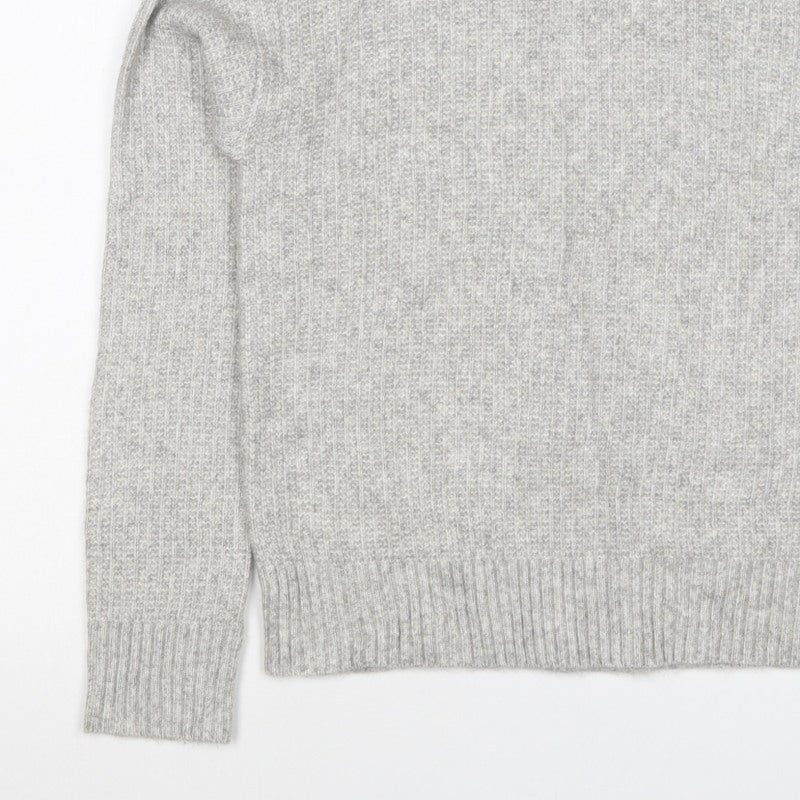 Marks and Spencer Women Grey S Ribbed Roll Neck Knit Jumper