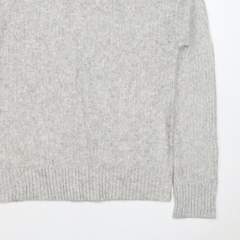 Marks and Spencer Women Grey S Ribbed Roll Neck Knit Jumper