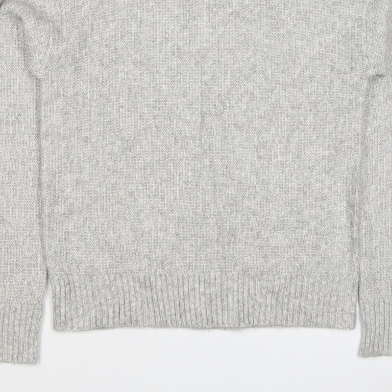 Marks and Spencer Women Grey S Ribbed Roll Neck Knit Jumper