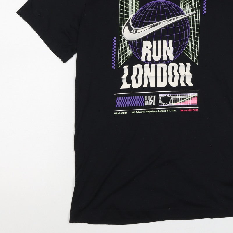 Nike Men’s Black S Run London Dri-FIT Graphic Short Sleeve T-Shirt