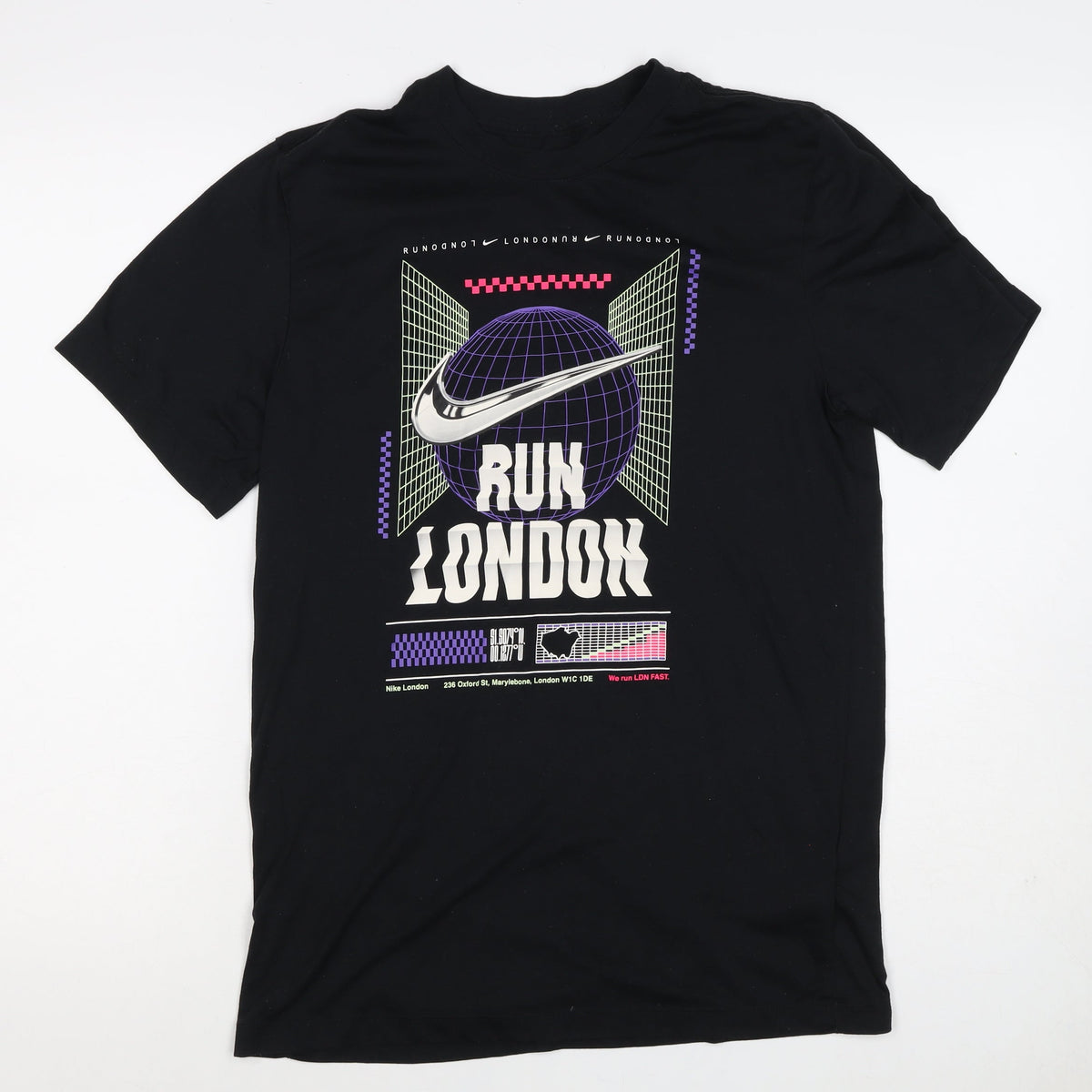 Nike Men’s Black S Run London Dri-FIT Graphic Short Sleeve T-Shirt