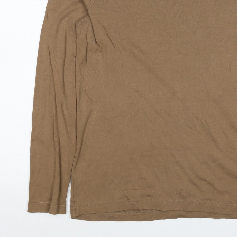 Cotton Traders Men’s Brown XL Long Sleeve Crew Neck Cotton T-Shirt