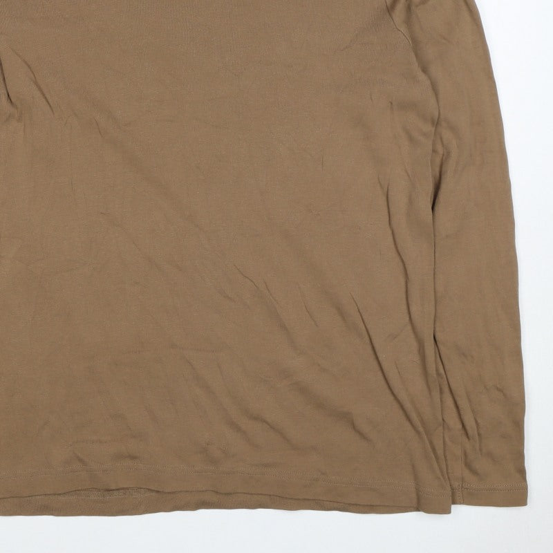 Cotton Traders Men’s Brown XL Long Sleeve Crew Neck Cotton T-Shirt