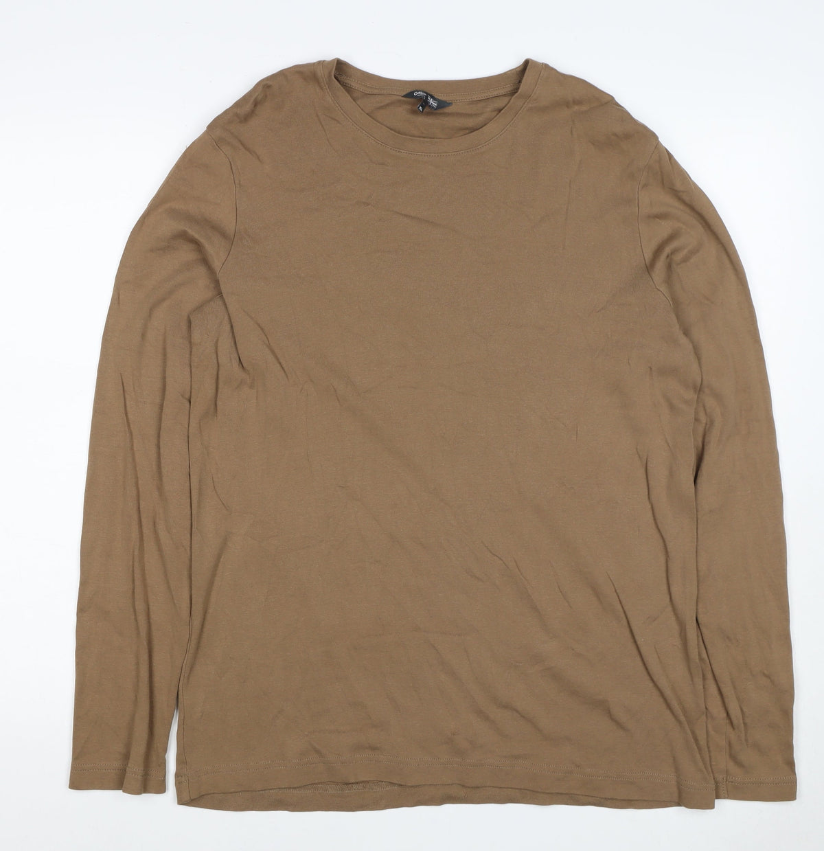 Cotton Traders Men’s Brown XL Long Sleeve Crew Neck Cotton T-Shirt