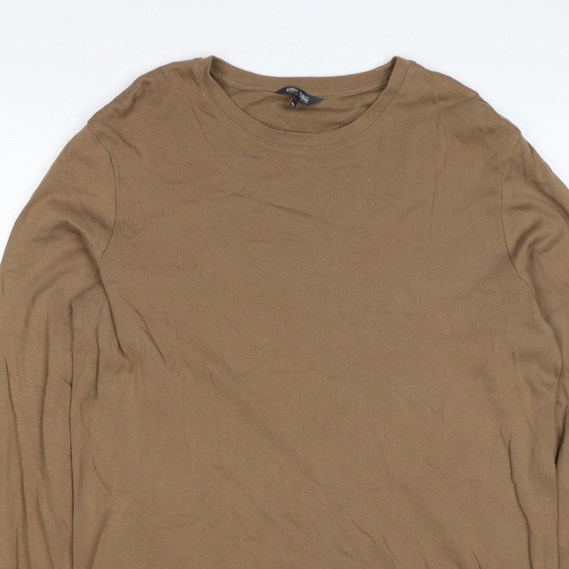 Cotton Traders Men’s Brown XL Long Sleeve Crew Neck Cotton T-Shirt