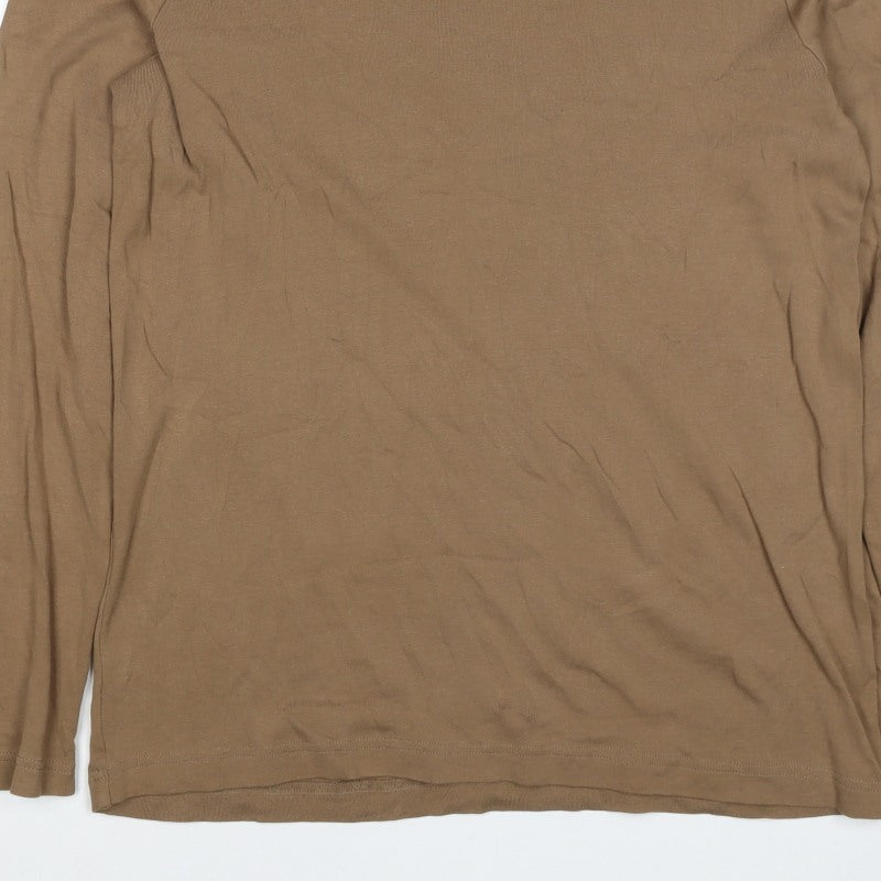 Cotton Traders Men’s Brown XL Long Sleeve Crew Neck Cotton T-Shirt