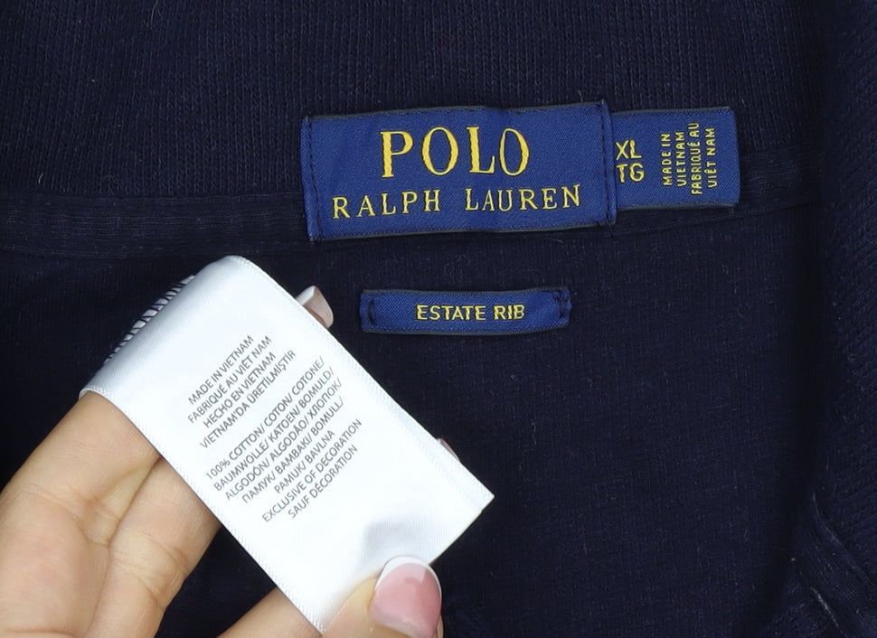 Polo Ralph Lauren Men’s Blue XL 1/4 Zip Estate Rib Sweatshirt