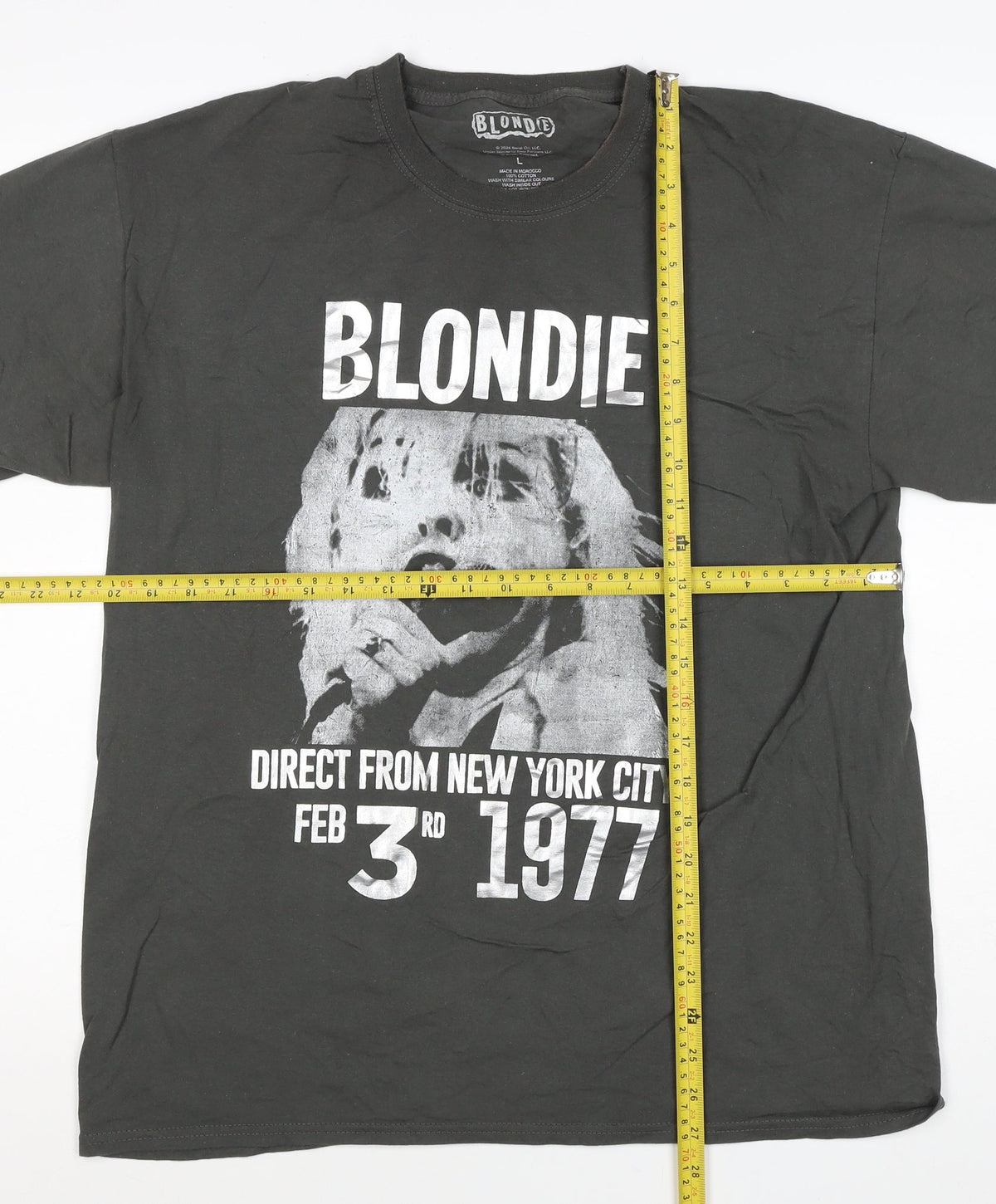 Blondie Unisex Adults Black L Band Graphic Crew Neck T-Shirt