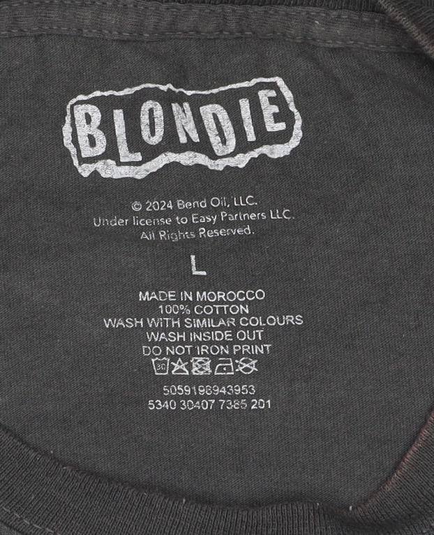 Blondie Unisex Adults Black L Band Graphic Crew Neck T-Shirt
