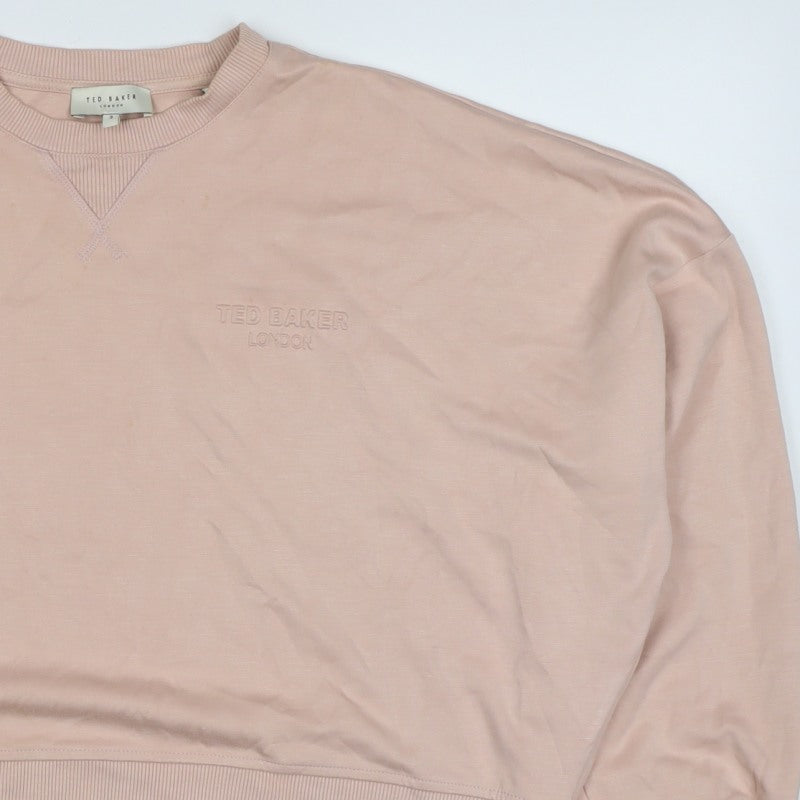 Ted Baker Women's Pink UK 12 Logo Crew Neck Pullover Sweatshirt