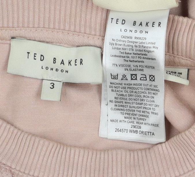 Ted Baker Women's Pink UK 12 Logo Crew Neck Pullover Sweatshirt
