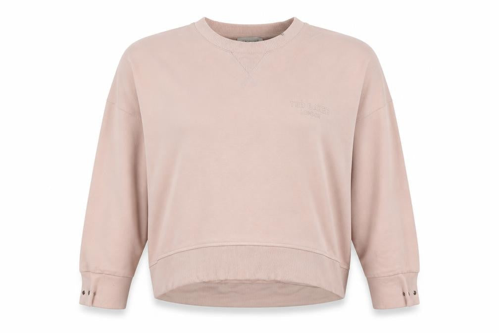 Ted Baker Women's Pink UK 12 Logo Crew Neck Pullover Sweatshirt