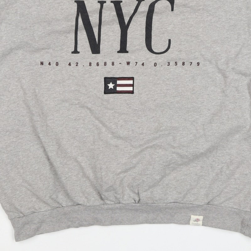 Pull&Bear Women’s Grey M NYC Graphic Fleece Crew Neck Sweatshirt