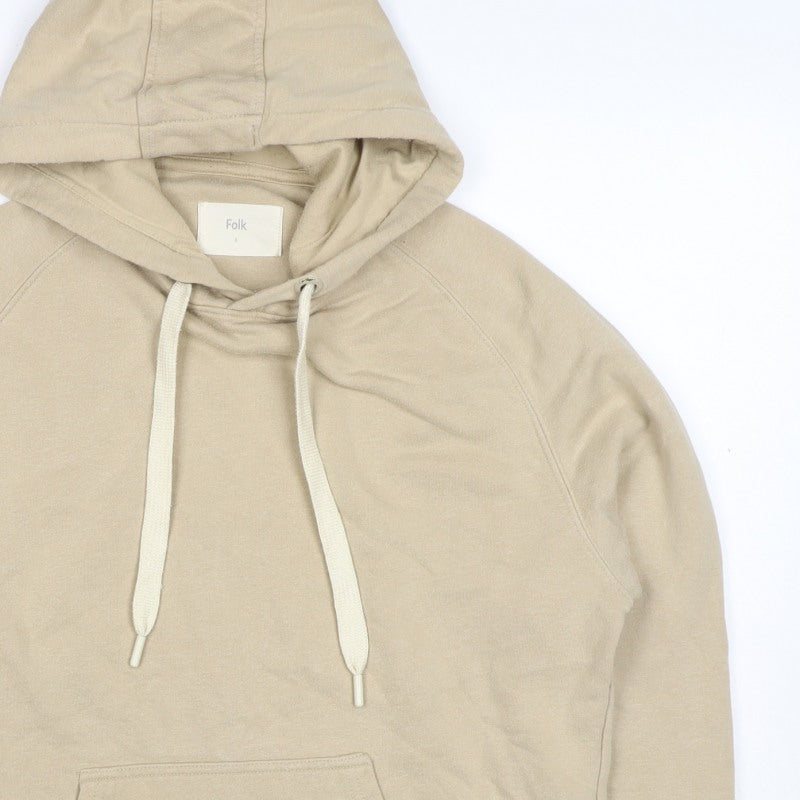 Folk Women’s Beige Size 12 Pullover Hoodie Cotton Blend Logo